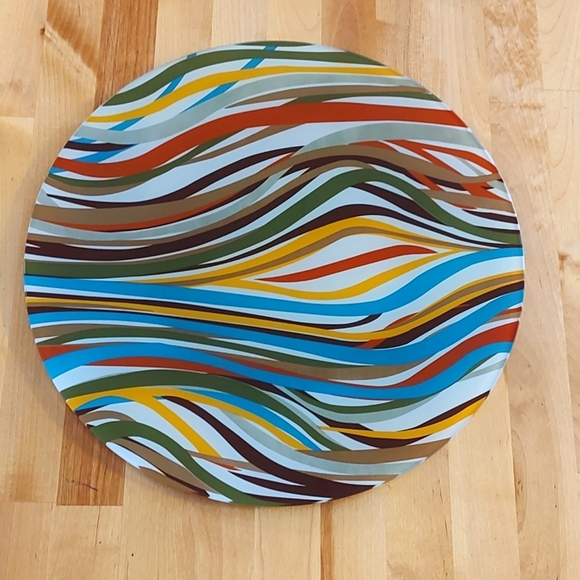 Other - RETRO MULTI COLORED ROUND GLASS SERVING TRAY 13" Diameter.